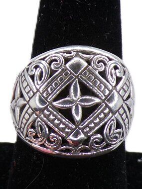 Bold Ornate Statement Band Ring – Handmade in Bali (Size 8)